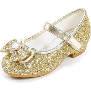 Furdeour Girls Dress Shoes Mary Jane Wedding Flower Bridesmaids Heels Glitter Princess Shoes for Kids Toddler