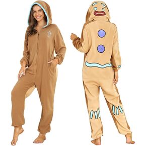 RONGTAI Unisex Adult Costume One Piece Pajamas Overall Halloween Costume Christmas Sleepwear Jumpsuit