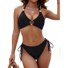 BMJL Womens Bikini Sets Sexy Two Piece Halter Swimsuits String Cutout Bathing Suit Swim Suits 2025