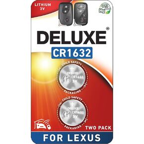 Key Fob Replacement Batteries CR1632 for Lexus RX350 (07-15), GX460 (10-20), ES350 (07-12), IS250/350 (06-13), CT200h (11-17), LS460 (07-17), RX450h (10-15) Remote Fob (2-Pack) (Check Fitment Guide)
