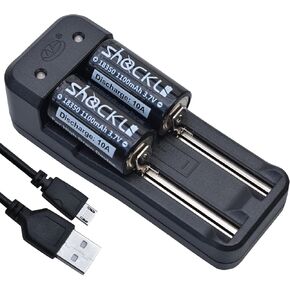 بطارية 18500 محمية قابلة لاعادة الشحن 3.7 فولت 1600mAh للمصباح اليدوي من شوكلي [استبدال 3 بطاريات ايه ايه ايه و3 بطاريات ايه ايه] - عبوة من قطعتين