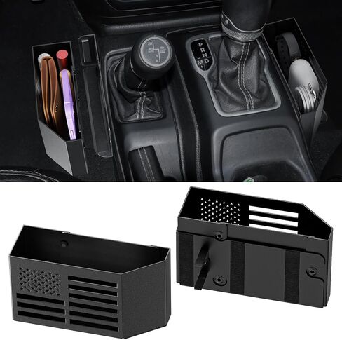 Upgraded Metal Magnetic Center Console Organizer for Jeep Wrangler JL/JLU/4XE 2018-2025 & Gladiator JT 2025 2024 2023-2020 Accessories, Gear Shift Side Storage Box Tray,Flag (Not for JK/JKU) in Saudi Arabia