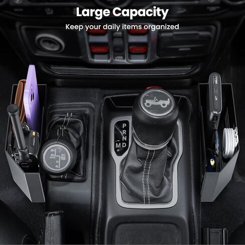 Upgraded Metal Magnetic Center Console Organizer for Jeep Wrangler JL/JLU/4XE 2018-2025 & Gladiator JT 2025 2024 2023-2020 Accessories, Gear Shift Side Storage Box Tray,Flag (Not for JK/JKU) in Saudi Arabia