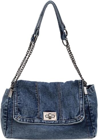 Denim Purse for Women Jean Purses Tote Bag for Womens Handbags Work Bags Jean Shoulder Bag Trendy Crossbody Bags in Saudi Arabia