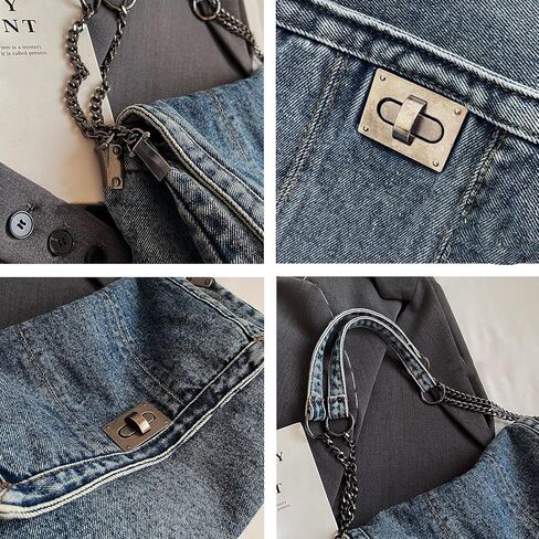 Denim Purse for Women Jean Purses Tote Bag for Womens Handbags Work Bags Jean Shoulder Bag Trendy Crossbody Bags in Saudi Arabia