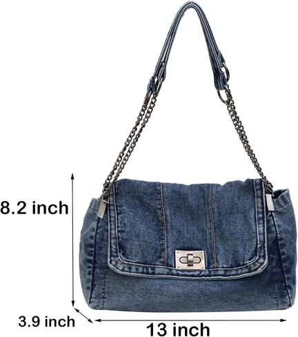 Denim Purse for Women Jean Purses Tote Bag for Womens Handbags Work Bags Jean Shoulder Bag Trendy Crossbody Bags in Saudi Arabia