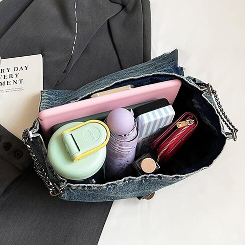 Denim Purse for Women Jean Purses Tote Bag for Womens Handbags Work Bags Jean Shoulder Bag Trendy Crossbody Bags in Saudi Arabia