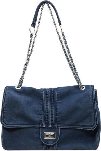 Denim Purse for Women Jean Purses Tote Bag for Womens Handbags Work Bags Jean Shoulder Bag Trendy Crossbody Bags in Saudi Arabia