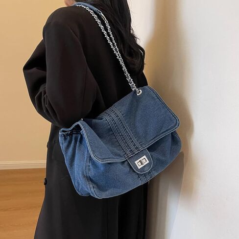 Denim Purse for Women Jean Purses Tote Bag for Womens Handbags Work Bags Jean Shoulder Bag Trendy Crossbody Bags in Saudi Arabia