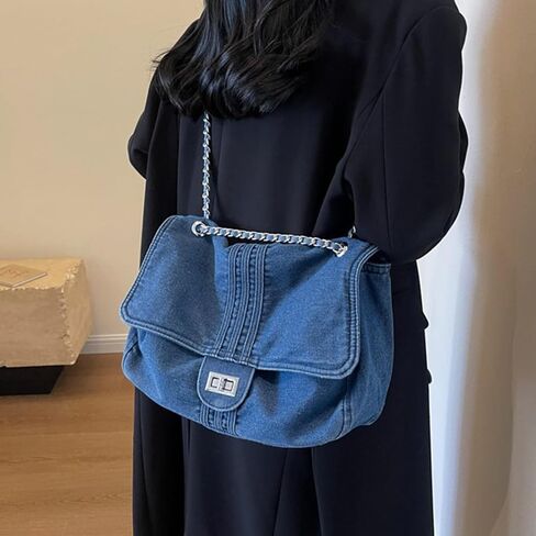 Denim Purse for Women Jean Purses Tote Bag for Womens Handbags Work Bags Jean Shoulder Bag Trendy Crossbody Bags in Saudi Arabia