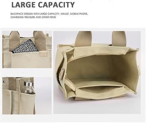 Small Canvas Tote Bag with Zipper, Canvas Multi-Pocket Crossbody Bag Purse Top Handle Satchel Handbags in Kuwait