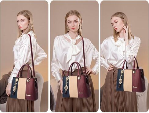 Purses and Handbags for Women Leather Tote Shoulder Bag Medium Satchel Purse Top Handle Bags for Ladies in Kuwait