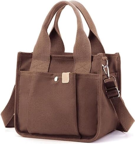 Small Canvas Tote Bag with Zipper, Canvas Multi-Pocket Crossbody Bag Purse Top Handle Satchel Handbags in Kuwait