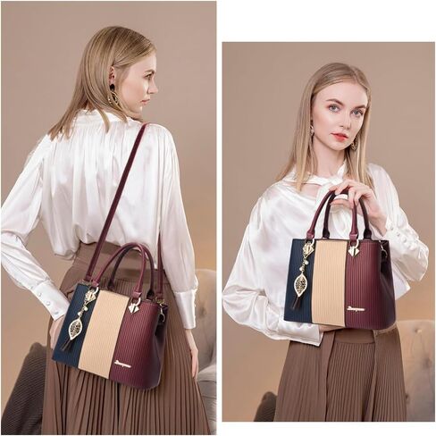 Purses and Handbags for Women Leather Tote Shoulder Bag Medium Satchel Purse Top Handle Bags for Ladies in Kuwait