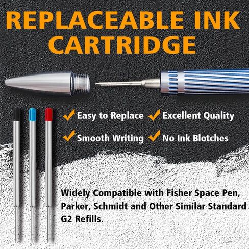 Cool Hand 5.35'' Titanium Alloy Bolt Action Pens, Ballpoint Ink Refillable, Office Business Writing Pens, Deep Pocket Clip,with a Refill, Blue in Kuwait