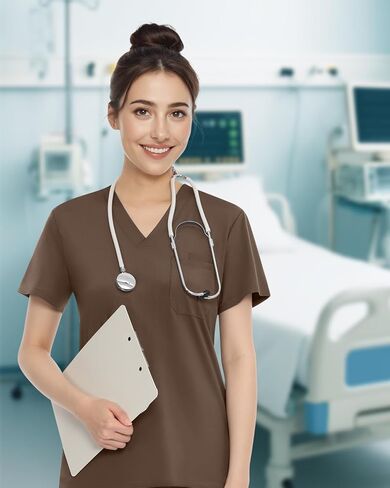 قمم فرك V -tele للسيدات - أعلى موحد للتمريض مع جيوب ، مقاومة التجاعيد والتنفس in Kuwait