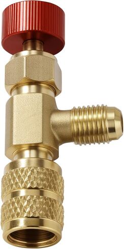 2Pcs Refrigerant Charging Valve Set, 1/4" & 5/16" Safety Adapter Flow Control Ball Valve, Brass Low Loss HVAC Fittings for R12 R22 R410 Air Conditioner Manifold Maintenance Tools in Kuwait