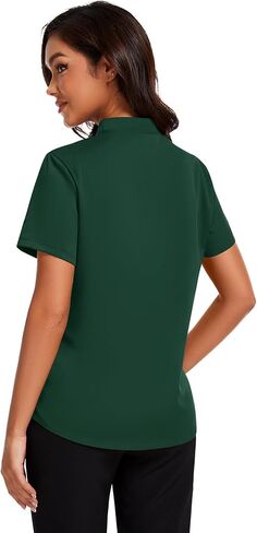 Scrubs for Women Short Sleeve Button Down Scrub Tops Mandarin Collar Comfort Fit Scrub Shirts with 4 Pockets in Saudi Arabia