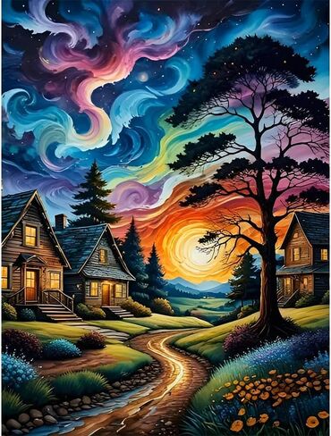 mjcakrn Party Paint by Numbers Kit for Adults, Adults' Paint-by-Number Kits on Canvas, Easy Acrylic Adult Paint by Number Kits, Easy Paint by Number Canvas Arts Crafts 16x20inch in Kuwait