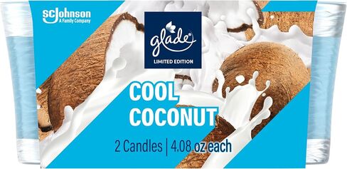 Glade Candles, Cool Coconut Limited Edition, Fragrance Infused with Essential Oils, 8.16 oz Total, 2 Pack in Saudi Arabia