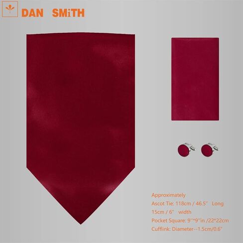 Dan Smith Solid Feel Silk Cravat Tie For Wedding Famliy Shirt Cravat Scarves Pocket-Square Cuff Set in Saudi Arabia