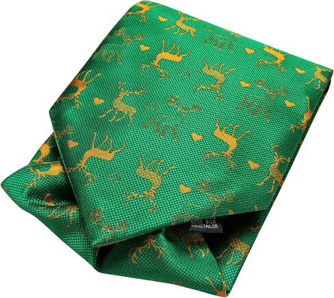 Dubulle Mens Cravat Christmas Ascot for Men Snowflake Elk Silk Pocket Square Cufflinks Party in Saudi Arabia