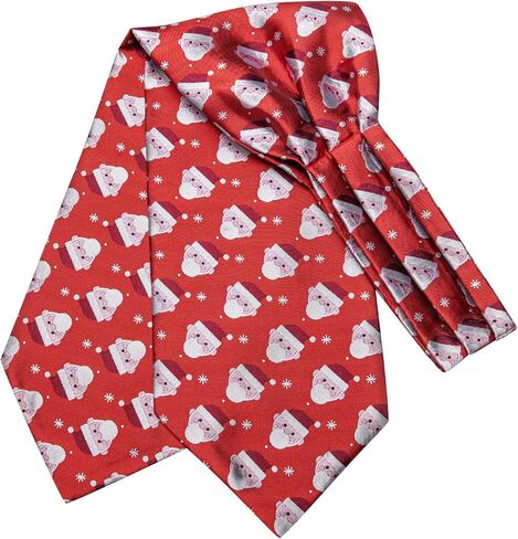 Dubulle Mens Cravat Christmas Ascot for Men Snowflake Elk Silk Pocket Square Cufflinks Party in Kuwait