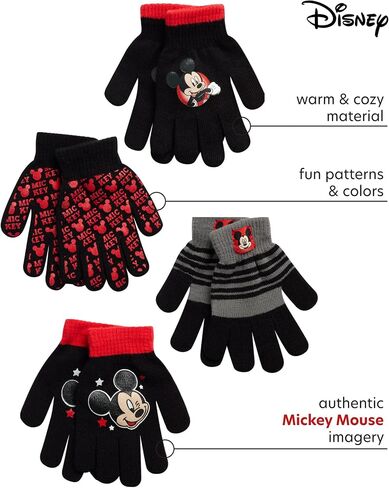 Disney boys Boys 4 Pack Mitten Or Glove Mickey Mouse, Cars Lighting Mcqueen (Toddler/Little Boys) in Kuwait