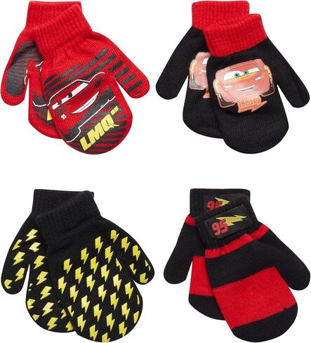 Disney boys Boys 4 Pack Mitten Or Glove Mickey Mouse, Cars Lighting Mcqueen (Toddler/Little Boys) in Kuwait
