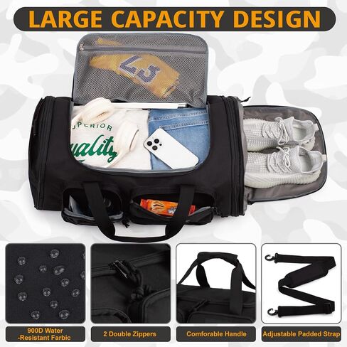 Expandable Gym Bag For Men,Tactical Large 3 in 1 Sports Duffle Bag With Shoes Compartment,Water Resistant Sports Gym Tote Bags Multi-functional Weekend Travel Backpack Overnight Bag in Kuwait