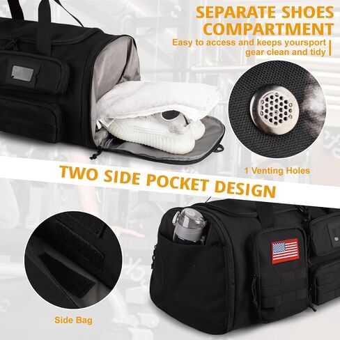 Expandable Gym Bag For Men,Tactical Large 3 in 1 Sports Duffle Bag With Shoes Compartment,Water Resistant Sports Gym Tote Bags Multi-functional Weekend Travel Backpack Overnight Bag in Kuwait