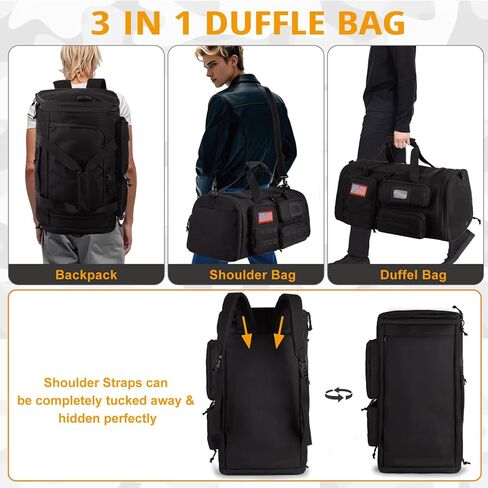 Expandable Gym Bag For Men,Tactical Large 3 in 1 Sports Duffle Bag With Shoes Compartment,Water Resistant Sports Gym Tote Bags Multi-functional Weekend Travel Backpack Overnight Bag in Kuwait