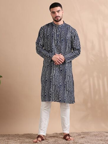 Filori Studio - Men's Printed Festive Motifs Long Kurta (Kurta Only) in Kuwait