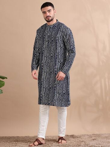 Filori Studio - Men's Printed Festive Motifs Long Kurta (Kurta Only) in Kuwait