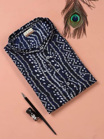 Filori Studio - Men's Printed Festive Motifs Long Kurta (Kurta Only) in Kuwait
