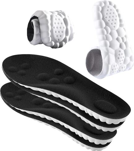 2 Pairs 4D Cloud Technology Insole - Super Soft Comfort Insoles, Soft Foot Protection Cloud Feeling Insole, U-Shape Memory Foam Insoles (Black, Men: US 8-11) in Kuwait