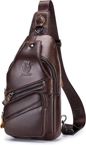 Crossbody Bag for Men Genuine Leather Sling Bag Small Chest Shoulder Bag Durable Men Bag Crossbody in Kuwait