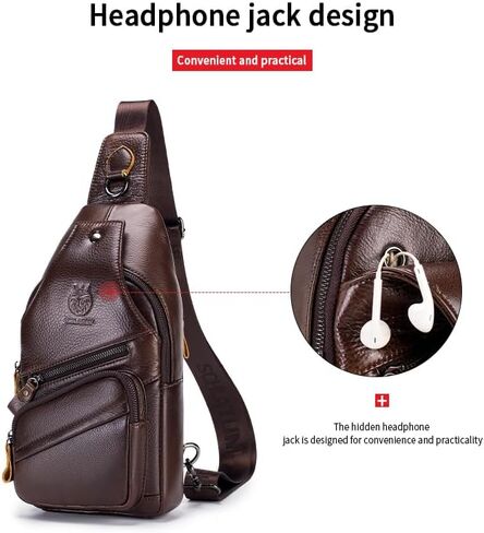 Crossbody Bag for Men Genuine Leather Sling Bag Small Chest Shoulder Bag Durable Men Bag Crossbody in Kuwait