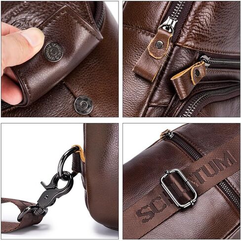 Crossbody Bag for Men Genuine Leather Sling Bag Small Chest Shoulder Bag Durable Men Bag Crossbody in Kuwait