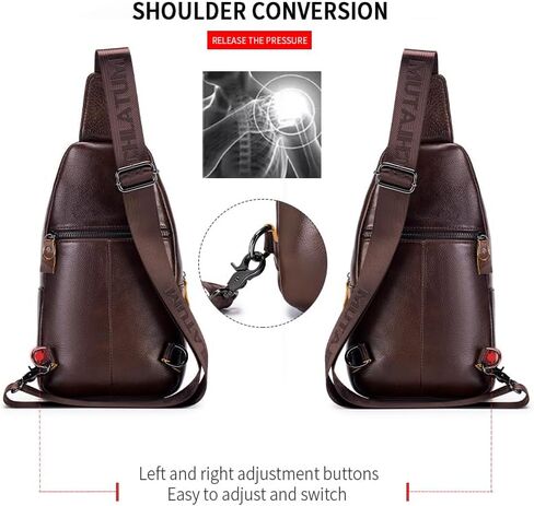 Crossbody Bag for Men Genuine Leather Sling Bag Small Chest Shoulder Bag Durable Men Bag Crossbody in Kuwait