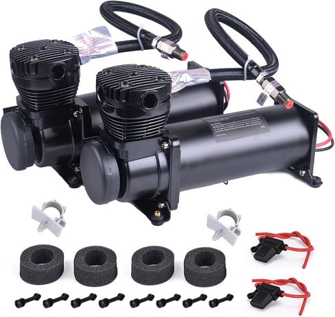 200PSI Heavy Duty Air Train Horn/Air Ride Suspension Compressor 12V 1/4NPT Pneumatic Suspension Compressor Black for Car Horns in Kuwait
