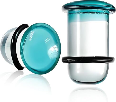 Glass Ear Stretching Kit, Single Flare Plugs & Rubber Rings, 14G-00G Gradual Sizing, Smooth Glass Gauges for Daily Wear, Earring Expander Stretcher Piercing Body Jewelry in Kuwait