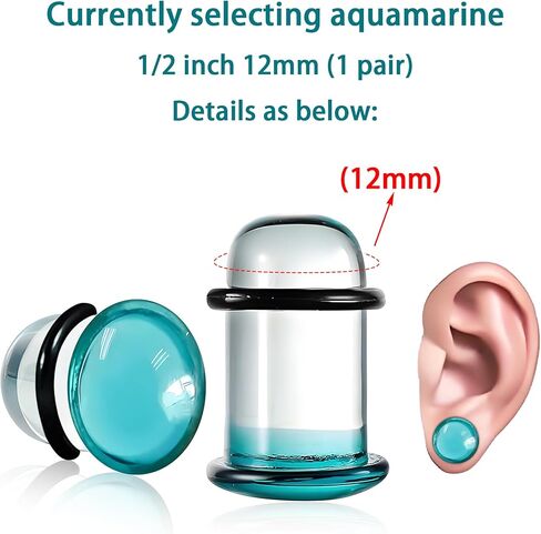 Glass Ear Stretching Kit, Single Flare Plugs & Rubber Rings, 14G-00G Gradual Sizing, Smooth Glass Gauges for Daily Wear, Earring Expander Stretcher Piercing Body Jewelry in Kuwait