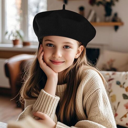 قبعات Choyaxo French Beret Hats القبعات الكلاسيكية الصلبة للفتيات in Saudi Arabia