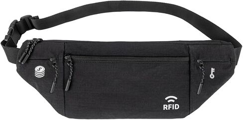 Travel Money Belt for Men and Women hidden slim passport holder - travel wallet with RFID blocking under clothes to protect Cash, Credit Cards and Documents (BLACK) in Kuwait