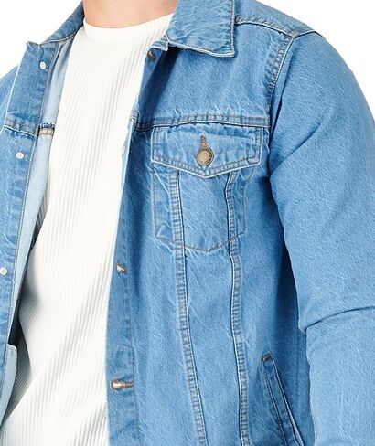 Denim Jacket Men - Casual Vintage Regular Fit Button Down Trucker Style – Mens Jean Jackets Stylish Everyday Outerwear in Kuwait