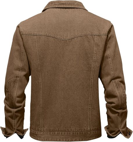 Men's Denim Jacket with Flannel Lined Jean Jackets for Winter Vintage Cowboy Cut Snap Closure Classic Heavy Duty Jacket Trucker Coat in Saudi Arabia