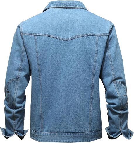 Men's Denim Jacket with Flannel Lined Jean Jackets for Winter Vintage Cowboy Cut Snap Closure Classic Heavy Duty Jacket Trucker Coat in Saudi Arabia