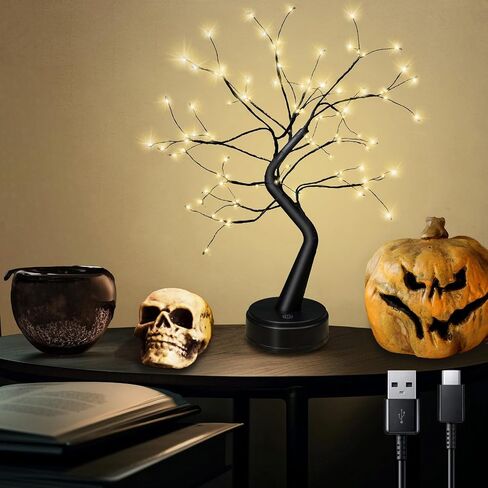 Otavilem LED Tabletop Bonsai Tree Light ، مصابيح الأشجار الجمالية لغرفة المعيشة ، ضوء ليلي لطيف ، بطارية/USB مصباح الأشجار الاصطناعية DIY لغرفة النوم ، سطح المكتب ، عيد الميلاد ، ديكور الغرفة in Kuwait