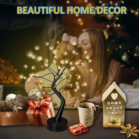 Otavilem LED Tabletop Bonsai Tree Light ، مصابيح الأشجار الجمالية لغرفة المعيشة ، ضوء ليلي لطيف ، بطارية/USB مصباح الأشجار الاصطناعية DIY لغرفة النوم ، سطح المكتب ، عيد الميلاد ، ديكور الغرفة in Kuwait